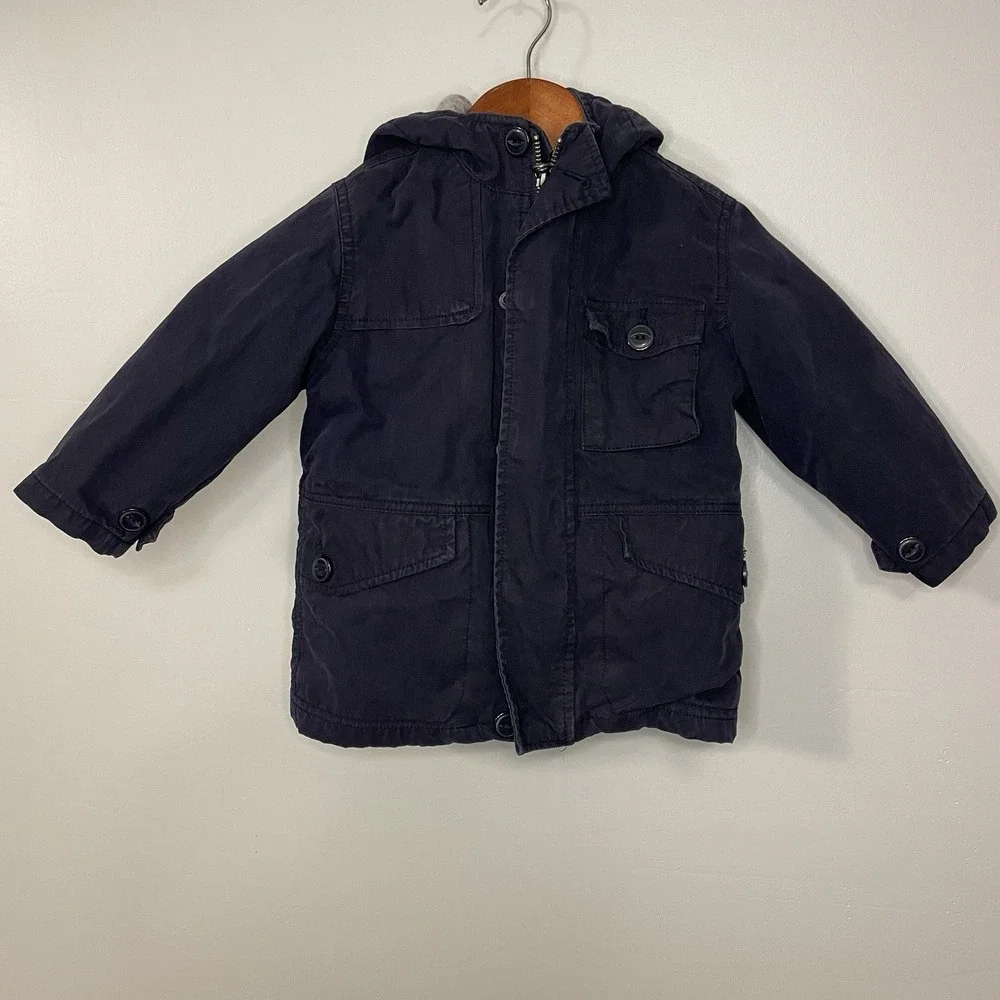 GAP Boys Sz 18-24m Navy Blue Coat‎ Jacket Removable Inner Liner Spring